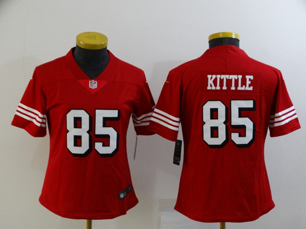 Women's San Francisco 49ers #85 George Kittle Red Stitched Jersey(Run Small)